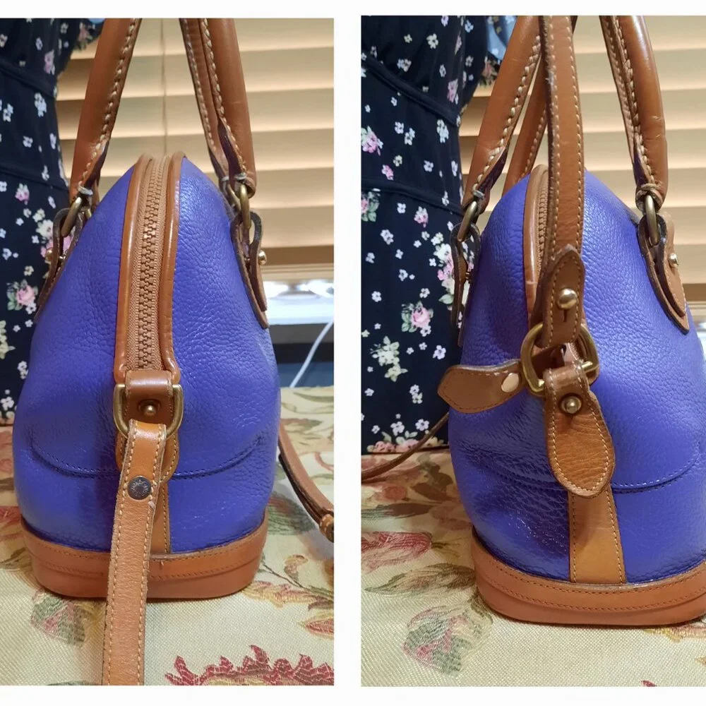 Vintage Dooney & Bourke Norfolk Hand Painted Violet Purple Satchel - Picture 10 of 15